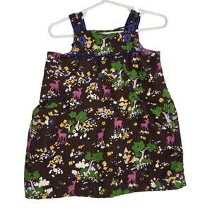 Baby Boden Girl Corduroy Jumper Dress Woodland Forest Brown Whimsical 12-18m